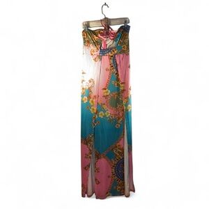 Banjul Pink and Blue Maxi Dress
